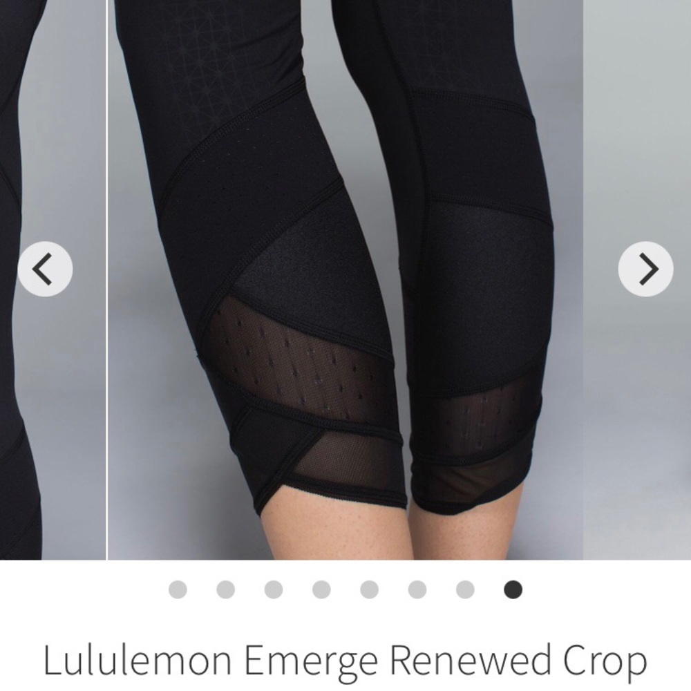Lululemon Emerge Renewed Crop, black, size 6